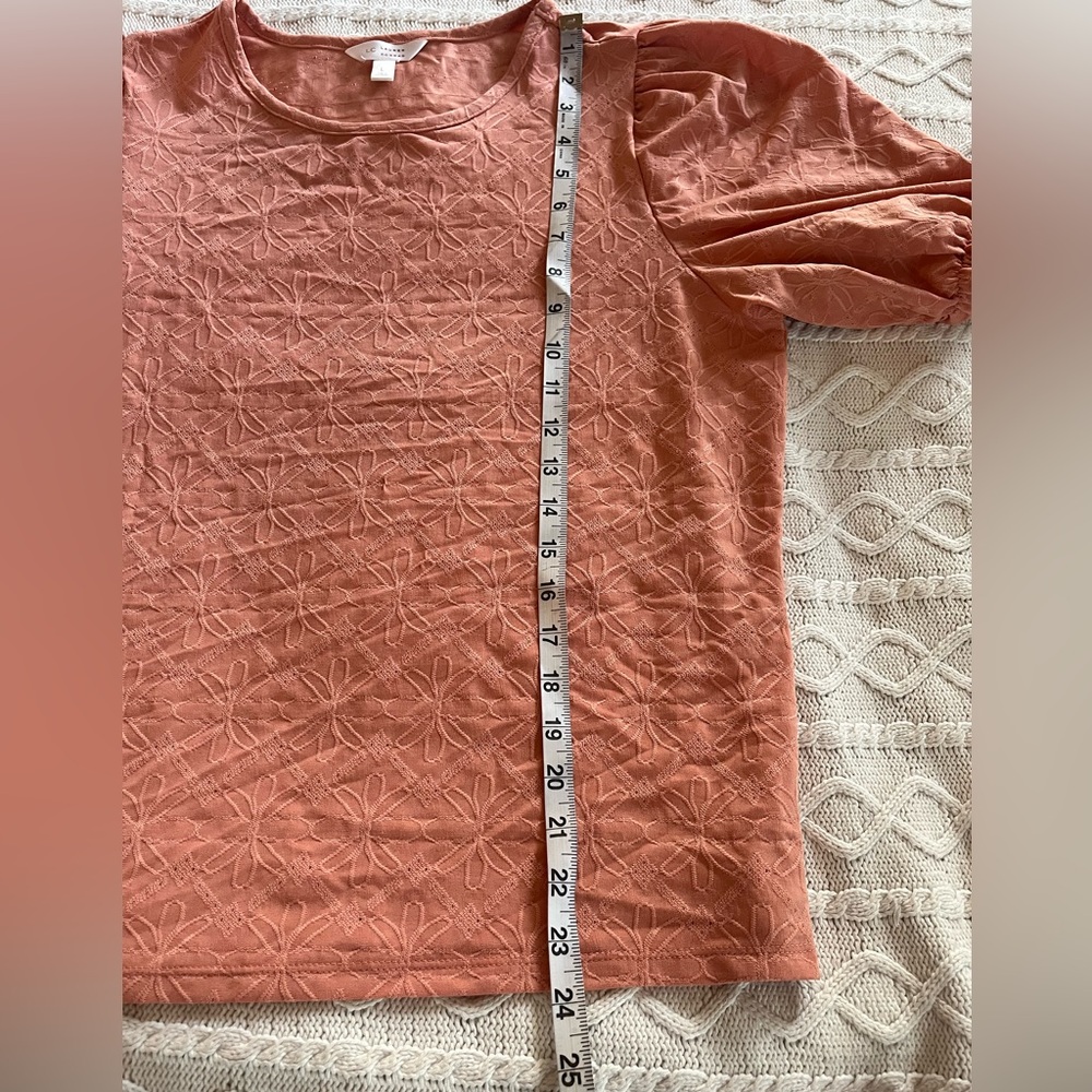 Lauren Conrad Light Pumpkin Women's Puff Sleeve Blouse Size Large - Picture 11 of 13